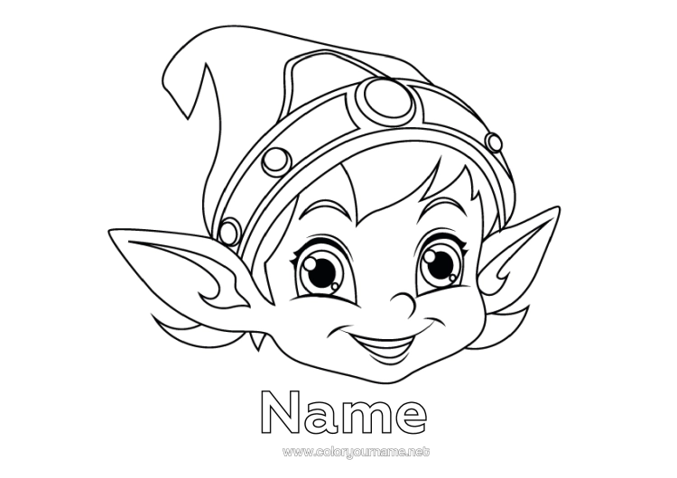 Colouring page to print Christmas Elves Elf Colouring Pages
