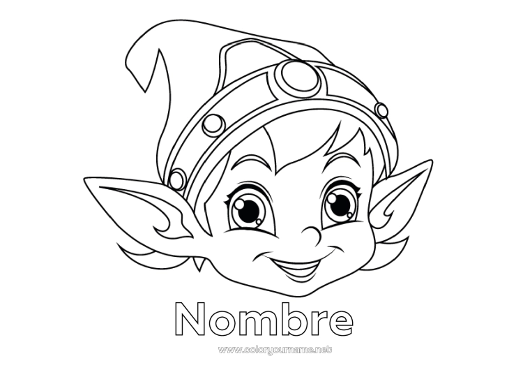 Dibujo para colorear para imprimir Elfos de navidad Dibujos de Elfos para colorear