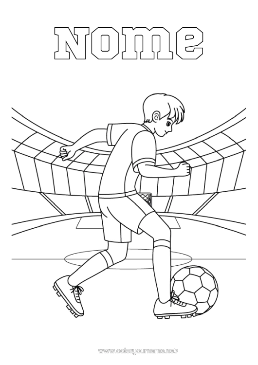 Página de desenho para imprimir Futebol Bola de futebol Esporte Sports d'équipe Jogador de Futebol Estádio