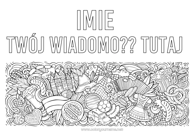 Kolorowanka do wydruku Mandala Symbole Niemcy Brezel Oktoberfest