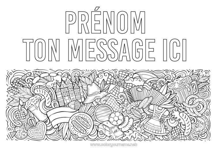 Coloriage à imprimer Mandala Symboles Allemagne Bretzel Oktoberfest
