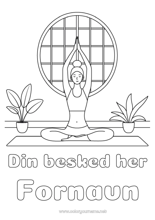 Farvelægningssiden til udskrivning Rolig og zen Sport Kunstnerisk sport Yoga Kvinde Følelser Ro
