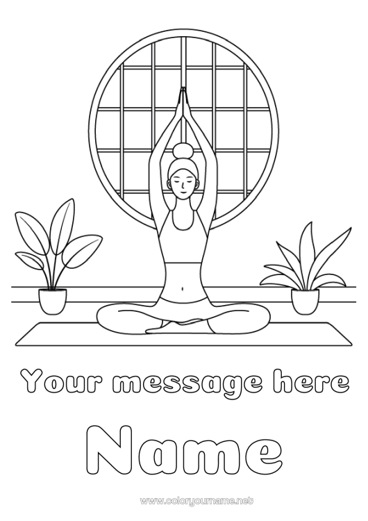 Coloring page to print Calm and zen Sport Artistic sports Yoga Woman Emotions Serenity
