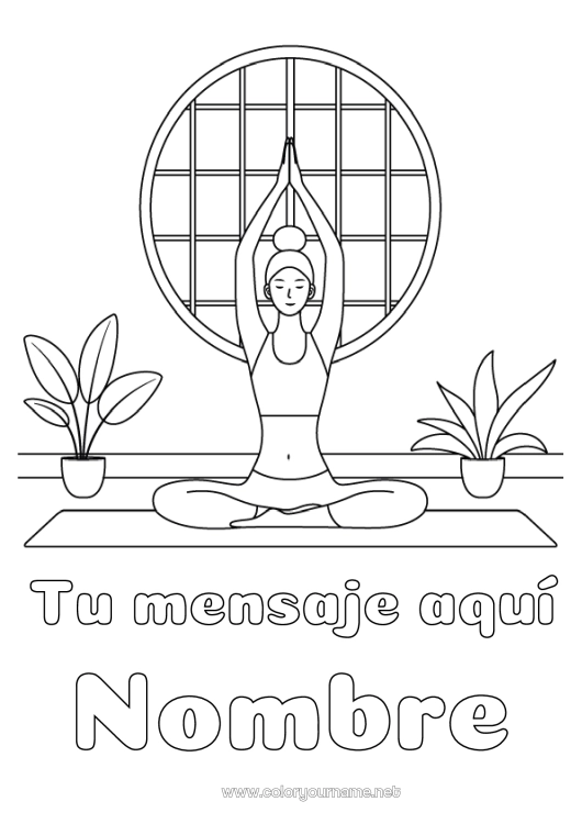 Dibujo para colorear para imprimir Calma y zen Sport Deportes artísticos Yoga Mujer Emociones Serenidad