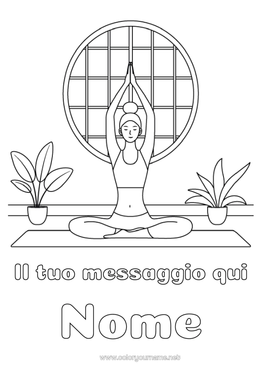 Pagina da colorare da stampare Calmo e sereno Sport Sport artistici Yoga Donna Emozioni Serenità