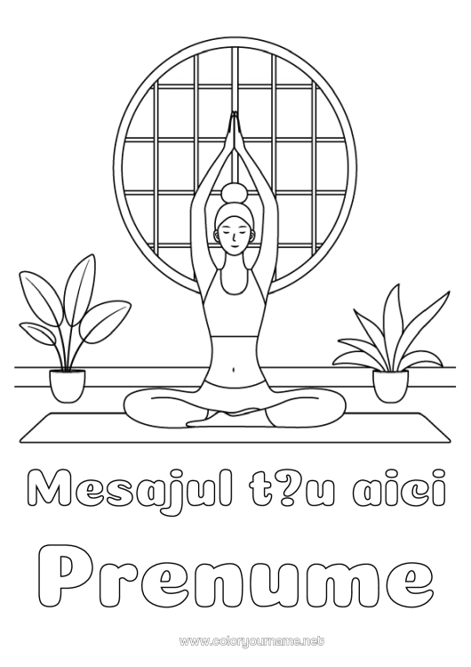 Pagină de colorat de imprimat Liniștit și zen Sport Sporturi artistice Yoga Femeie Emoții Serenitate