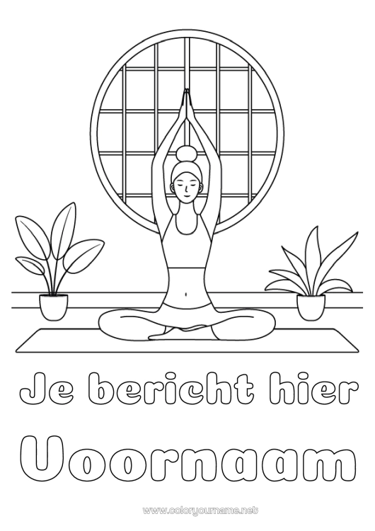 Kleurplaat om af te drukken Rustig en zen Sport Artistieke Sporten Yoga Vrouw Emoties Sereniteit