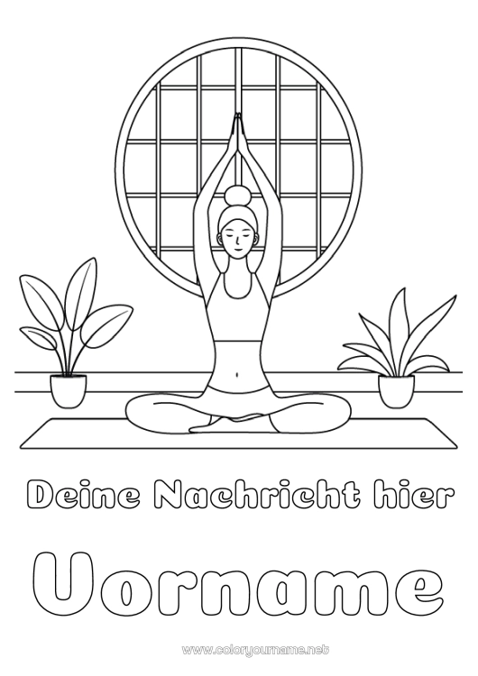 Malvorlage zum Ausdrucken Ruhig und gelassen Sport Künstlerischer Sport Yoga Frau Emotionen Gelassenheit