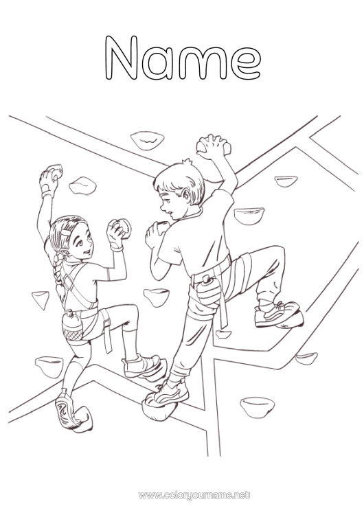 Colouring page to print Sport Girl Boy Other Sports Climbing