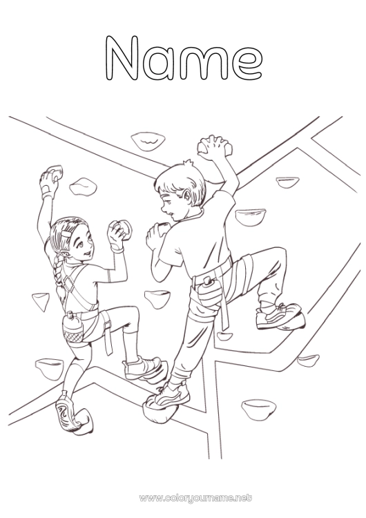 Coloring page to print Sport Girl Boy Other sports Climbing