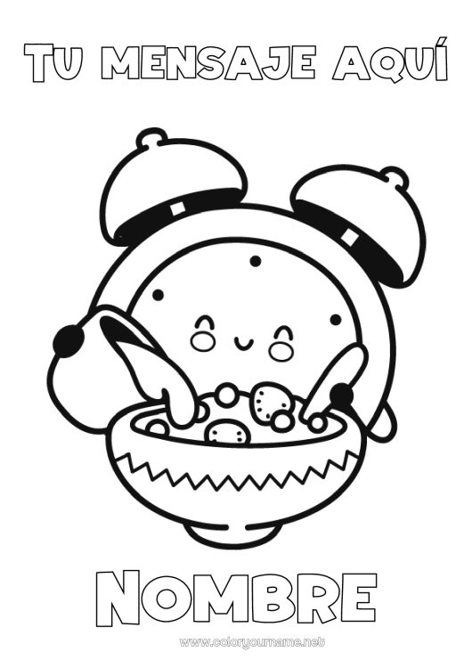 Dibujo para colorear para imprimir Taza Café Té Bebidas Despertador