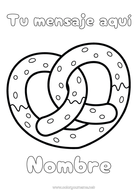 Dibujo para colorear para imprimir Corazón Alimento Gran corazón Golosinas Galletas Alemania Pretzel