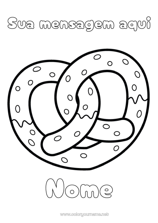 Página de desenho para imprimir Coração Comida Grande coração Guloseimas, doces Biscoitos Alemanha Pretzel