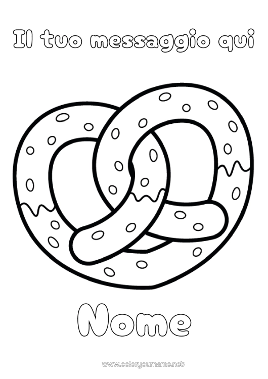 Pagina da colorare da stampare Cuore Cibo Grande cuore Dolci, zuccherini Biscotti Germania Bretzel