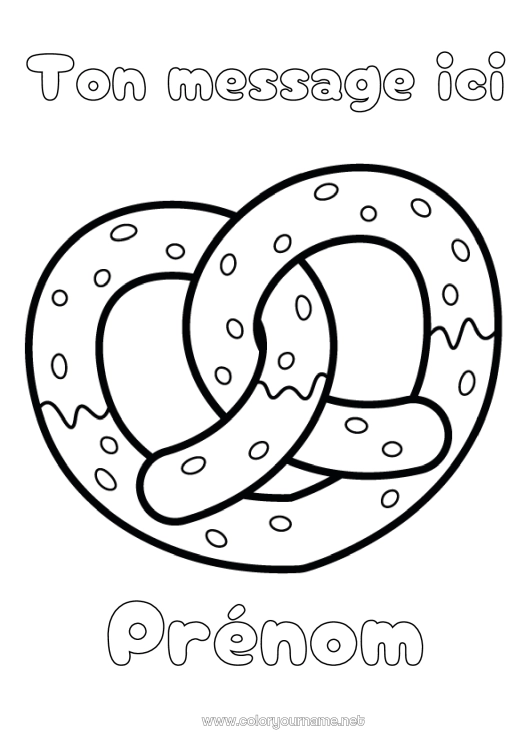 Coloriage à imprimer Coeur Nourriture Grand coeur Gourmandises, sucreries Biscuits Allemagne Bretzel