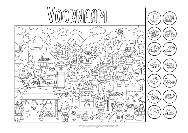 Kleurplaat om af te drukken Kerstelf Activiteiten voor Kinderen Leprechaun Zoeken en vinden Bos
