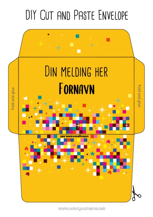 Fargeleggingssiden til utskrift Bursdag Utskriftsvennlig konvolutt Pikselkunst Videospill