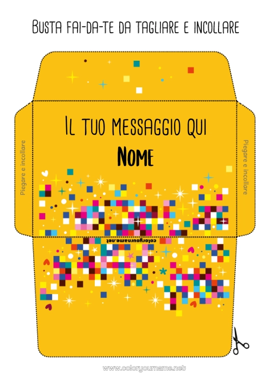 Pagina da colorare da stampare Compleanno Busta da stampare Pixel Art Videogioco