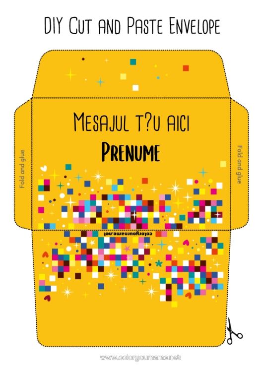 Pagină de colorat de imprimat Aniversare Plic de imprimat Art Pixel Joc video