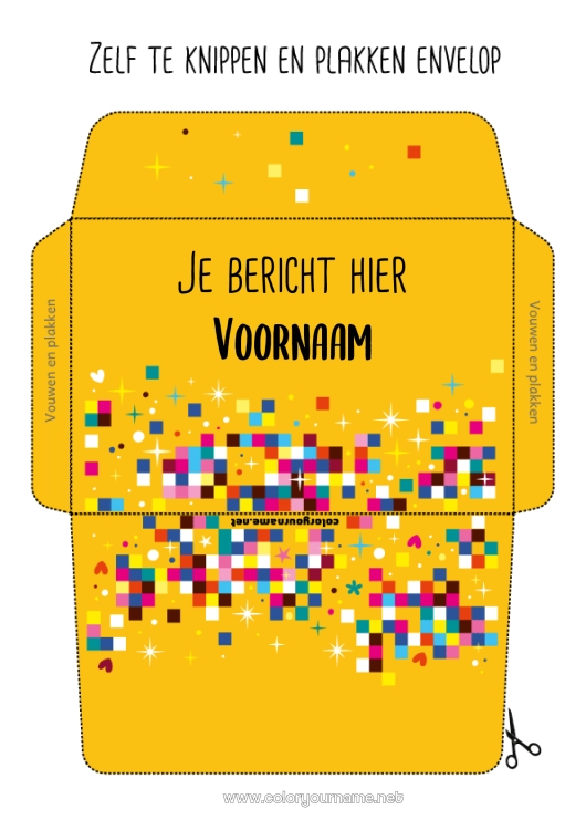 Kleurplaat om af te drukken Verjaardag Afdrukbare enveloppen Pixel Art Videogame