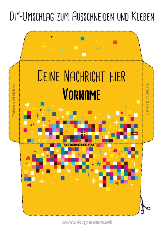 Malvorlage zum Ausdrucken Geburtstag Bedruckbare Umschläge Pixel-Art Videospiel