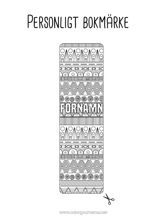 Färgläggningssida att skriva ut Bokmärke Zentangle Afrika Geometriska former