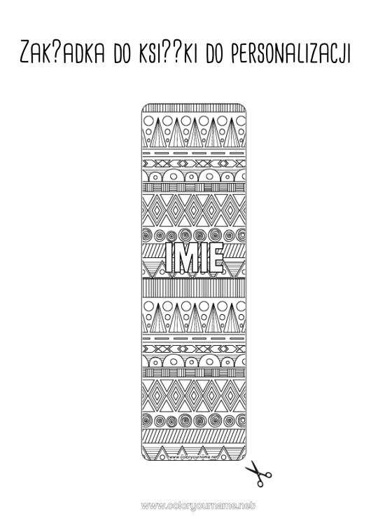 Kolorowanka do wydruku Zakładka do książki Zentangle Afryka Formy geometryczne