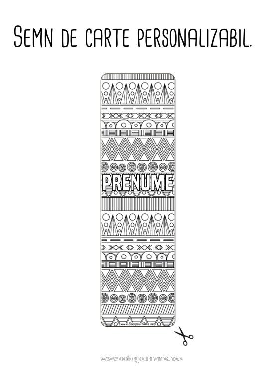 Pagină de colorat de imprimat Semn de carte Zentangle Africa Forme geometrice
