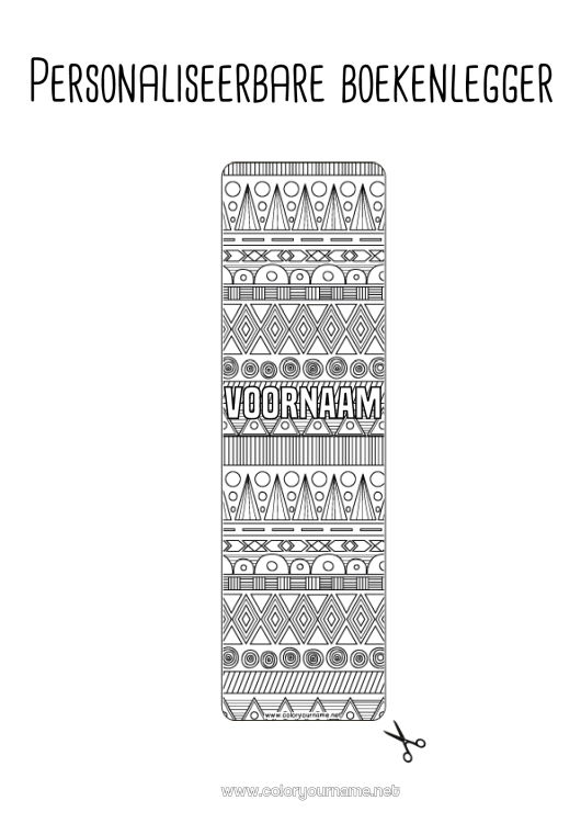 Kleurplaat om af te drukken Bladwijzer Zentangle Afrika Geometrische vormen