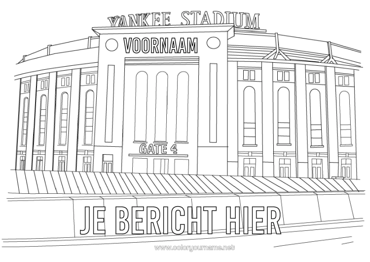 Kleurplaat om af te drukken Sport Honkbal VS New York Teamsporten Stadion