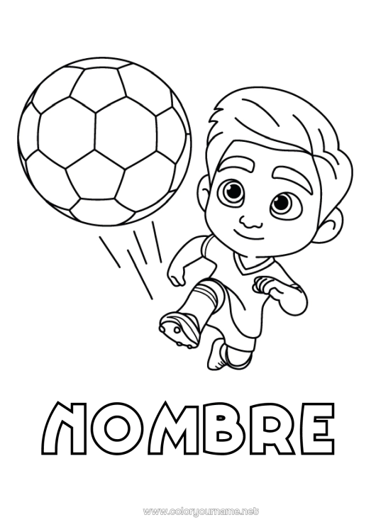 Dibujo para colorear para imprimir Fútbol Balón de fútbol Chico Deportes en equipo Jugador de fútbol