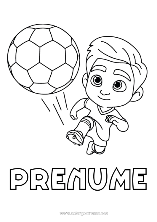 Pagină de colorat de imprimat Fotbal Minge de fotbal Băiat Sporturi de echipă Fotbalist fotbalistă