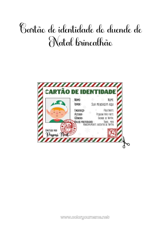 Página de desenho para imprimir Elfo de Natal