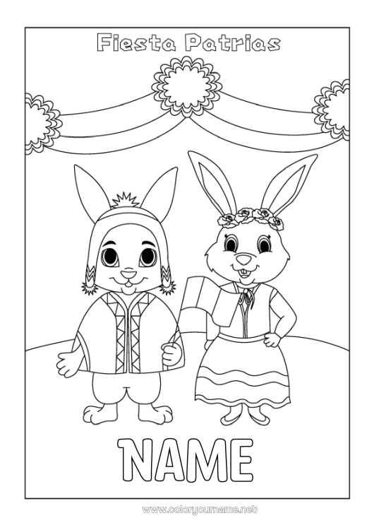 Coloring page to print Bunny Animal Peru Forest animals National holiday