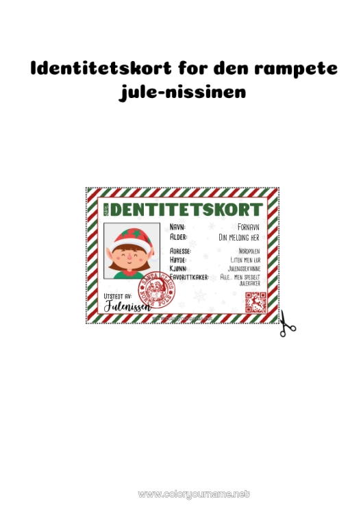 Fargeleggingssiden til utskrift Julealver
