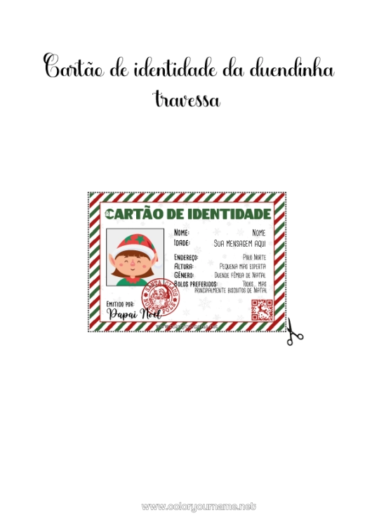 Página de desenho para imprimir Elfo de Natal