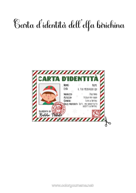 Pagina da colorare da stampare Elfo di Natale