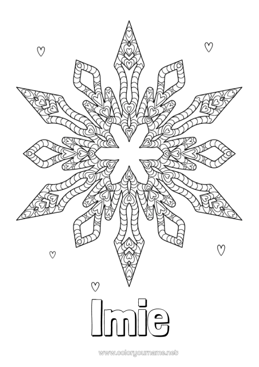 Kolorowanka do wydruku Zima Mandala Płatki śniegu