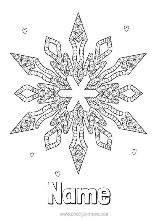 Colouring page to print Winter Mandala Snowflakes