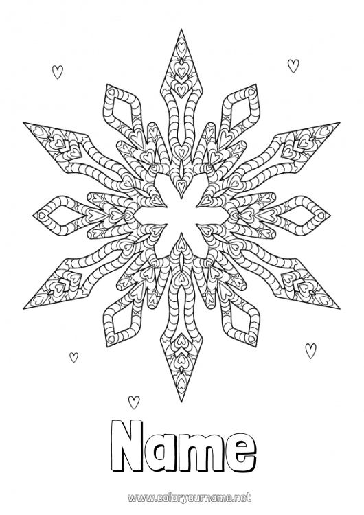 Coloring page to print Winter Mandala Snowflakes