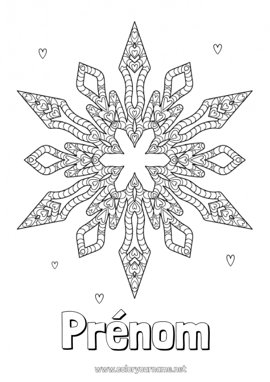 Coloriage à imprimer Hiver Mandala Flocons de neige