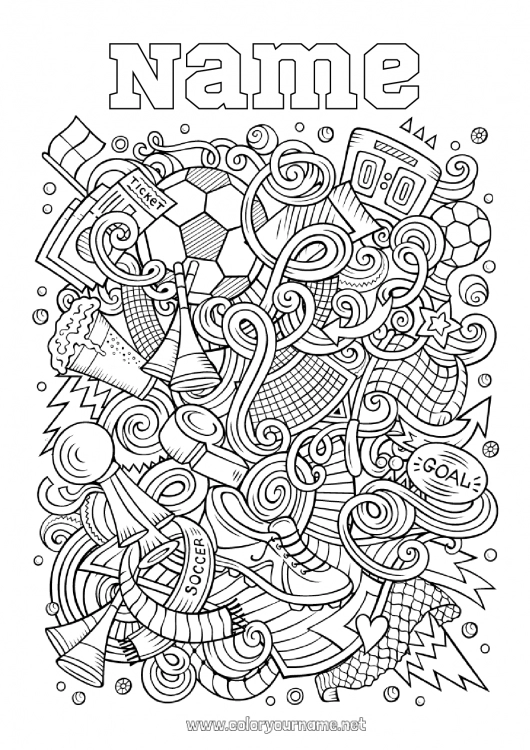 Coloring page to print Football Soccer ball Sport Team sports