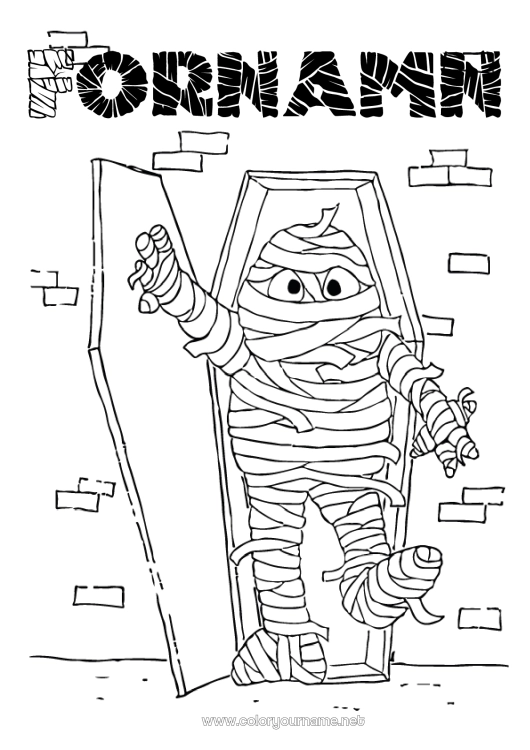 Färgläggningssida att skriva ut Monster Mumie