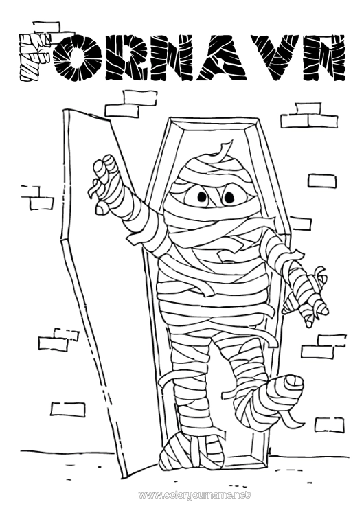 Fargeleggingssiden til utskrift Monster Mumie