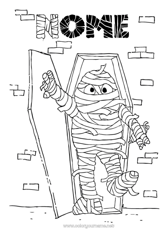 Página de desenho para imprimir Monstro Múmia