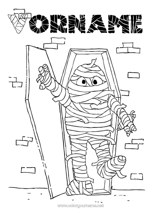Malvorlage zum Ausdrucken Monster Mumie