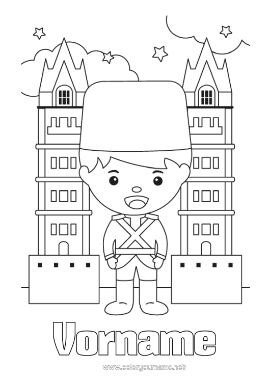 Malvorlage zum Ausdrucken London Vereinigtes Königreich Brücke Denkmal Wache Turmbrücke