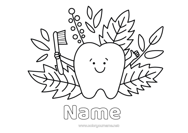 Colouring page to print Milk Tooth Toothbrush