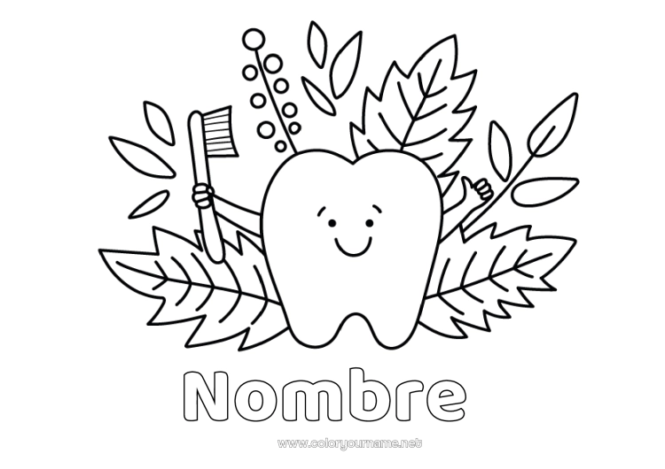 Dibujo para colorear para imprimir Diente de leche Cepillo de dientes