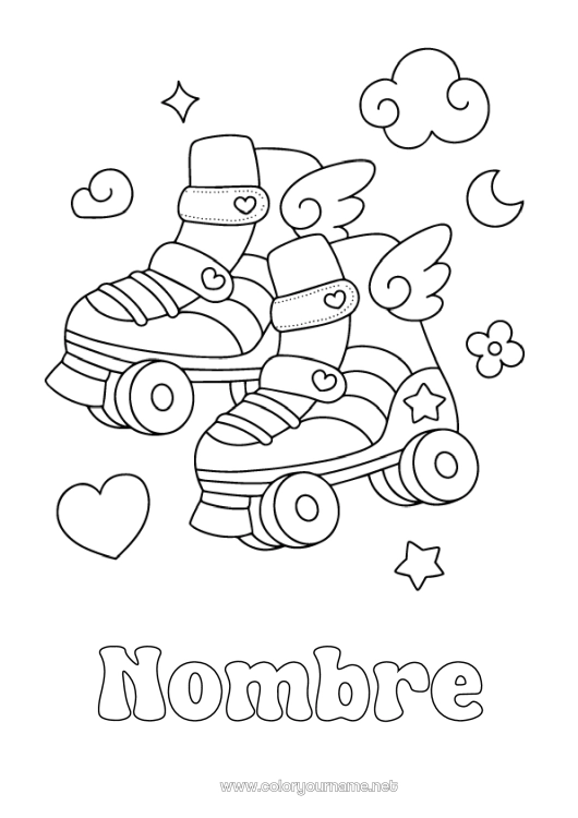 Dibujo para colorear para imprimir Sport Corazón Kawaii Roller